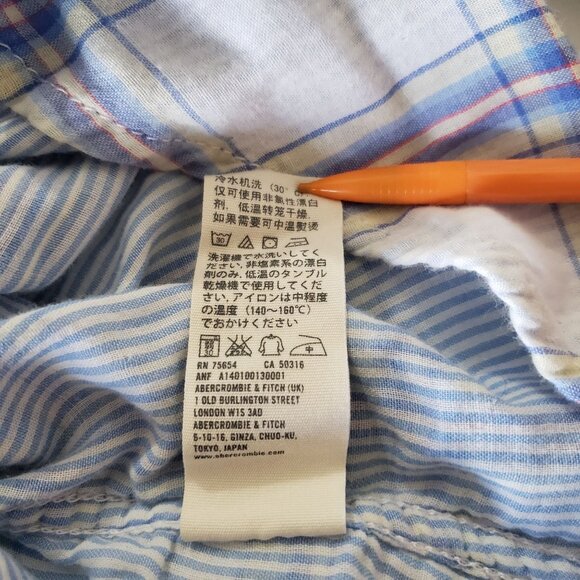 Abercrombie & Fitch Blue Plaid Button Up Shirt Size S 90s Y2K Vintage‎ Cotton - Picture 6 of 6